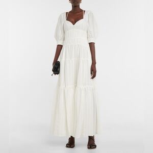 Jonathan Simkhai White Puff-Sleeve Maxi Dress